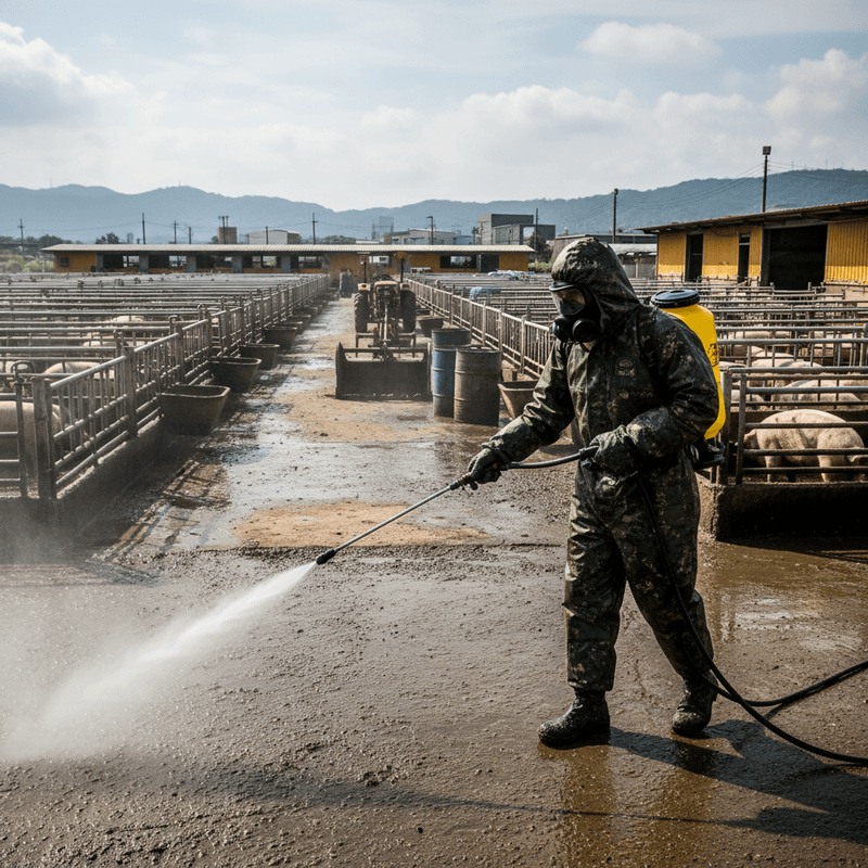 台中梧棲養豬場清消兩次仍驗出非洲豬瘟,軍方化學兵協助加強防疫