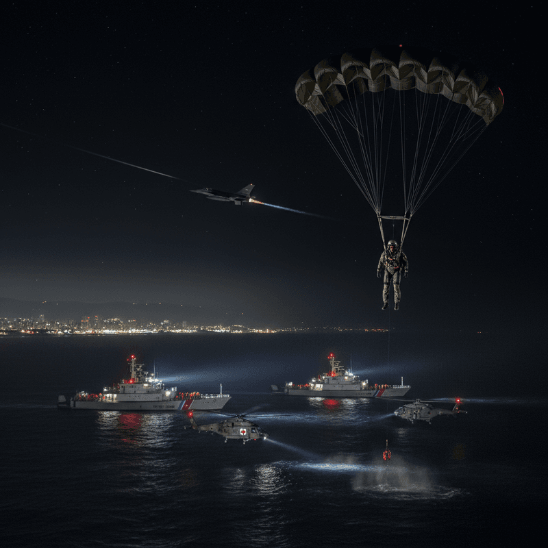 花蓮外海F-16V戰機夜間訓練失聯 飛官跳傘搜救持續展開