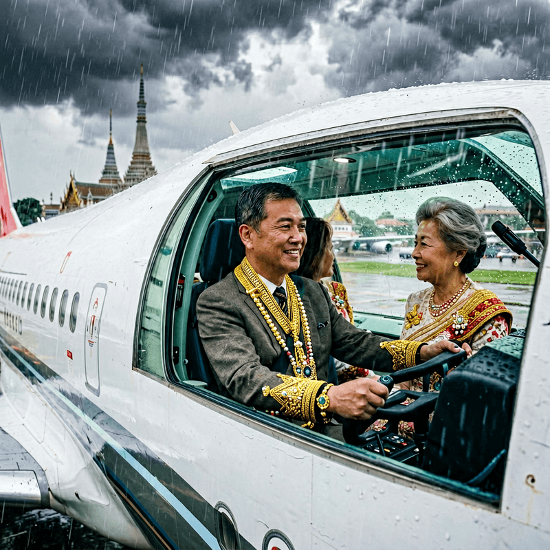 泰國國王74歲自駕波音737訪越 王后坐副駕共同雨中降落河內