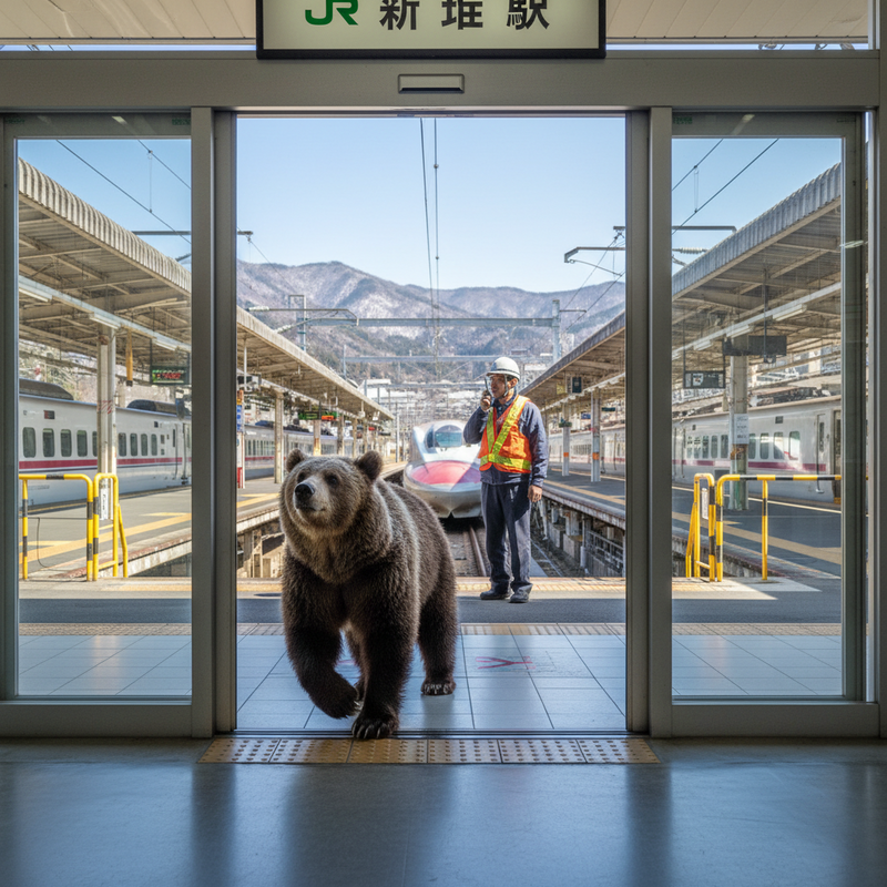 山形縣幼熊闖入JR新庄站新幹線車庫，列車緊急停駛兩小時