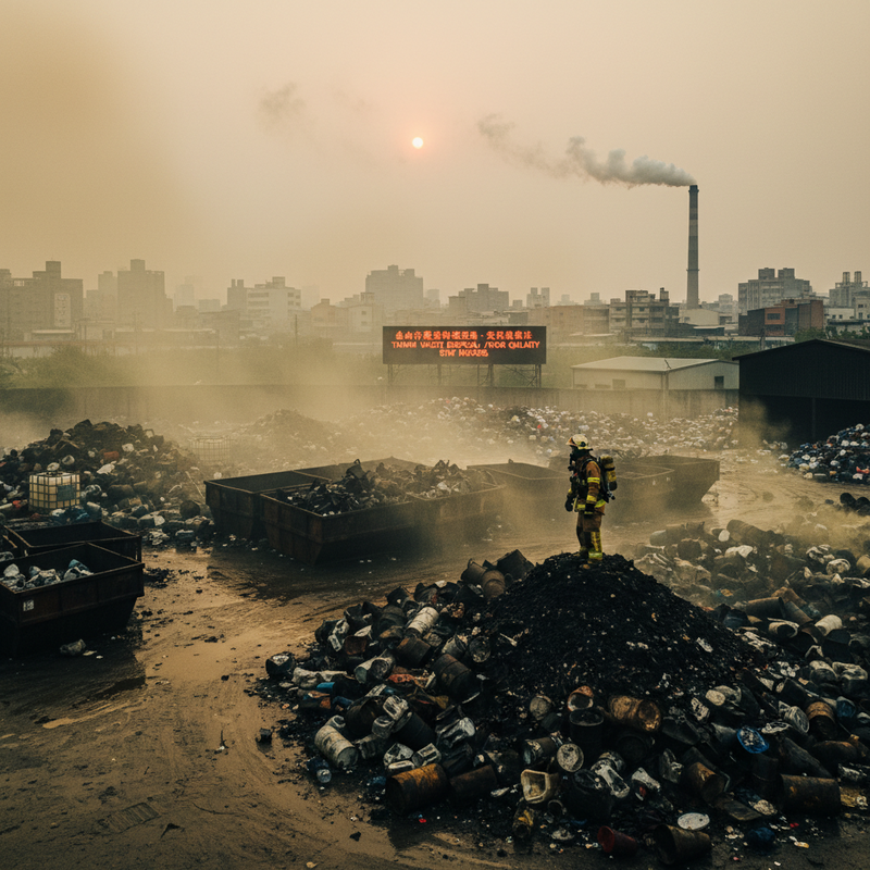 台南烏樹林風災廢棄物暫置場火警延燒12小時以上影響14區空氣品質