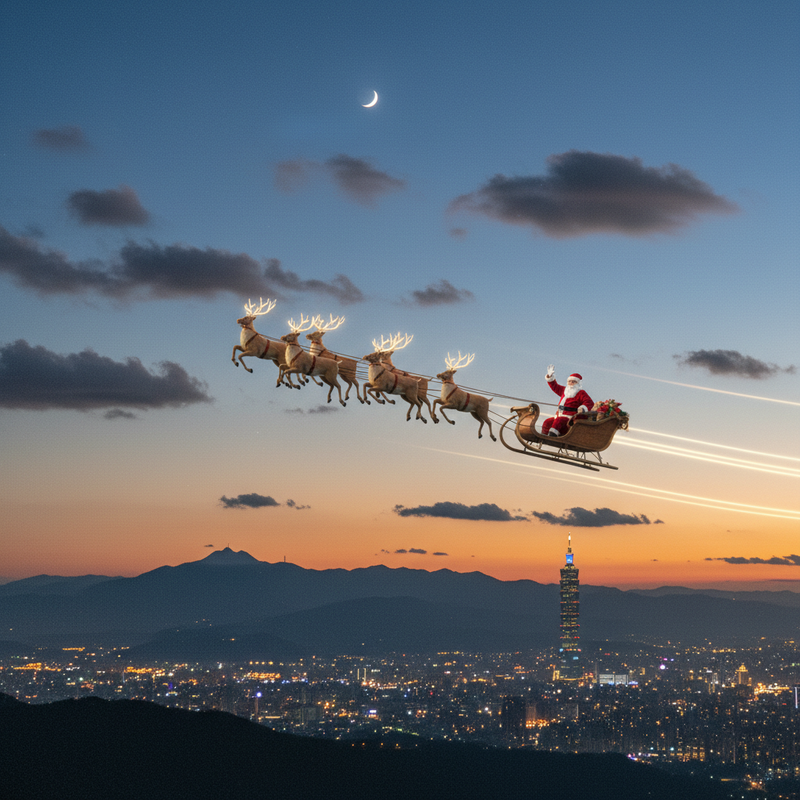 2025年12月24日NORAD追蹤聖誕老人雪橇通過台灣空域