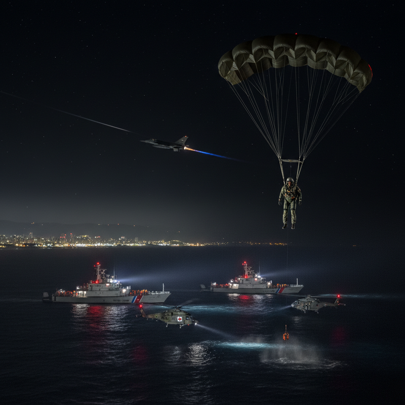 花蓮外海F-16V戰機夜間訓練失聯 飛官跳傘搜救持續展開