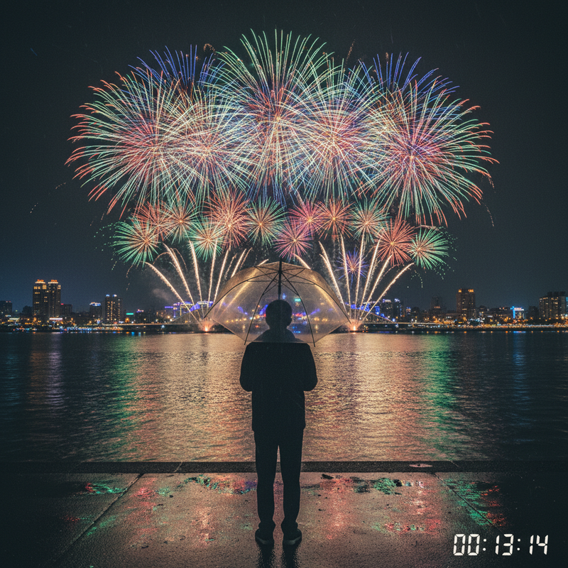 新北淡水跨年夜施放13分14秒煙火秀　逾9萬人冒雨觀賞