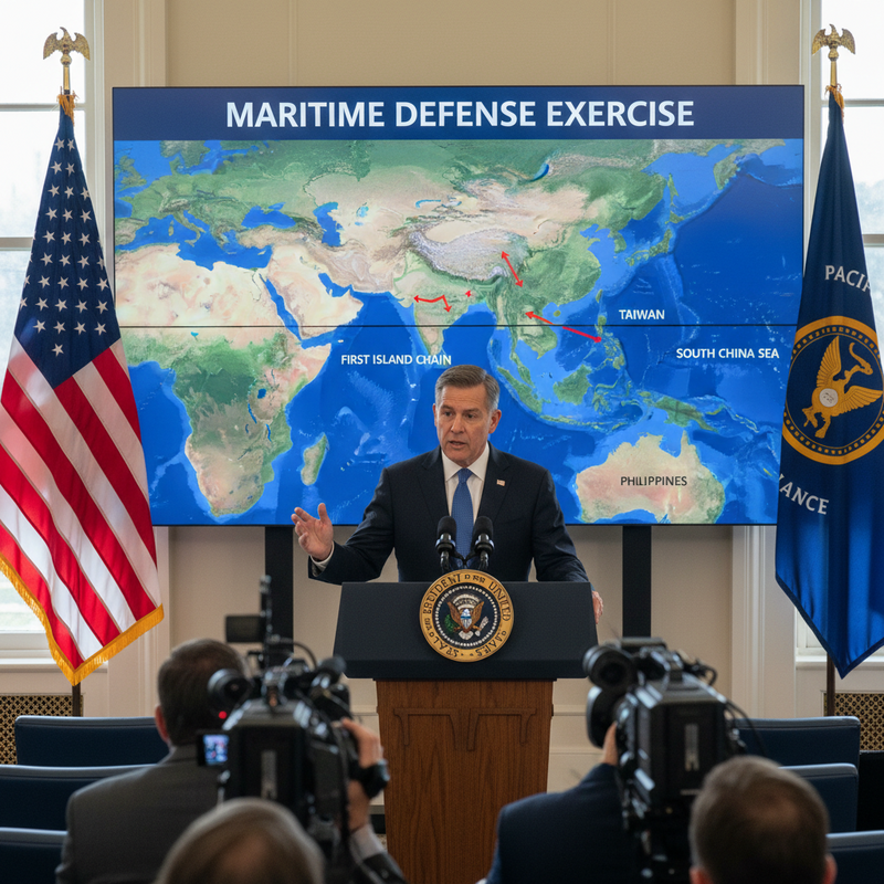 美國戰爭部長宣布推動涵蓋台灣南海的第一島鏈軍演強化防衛