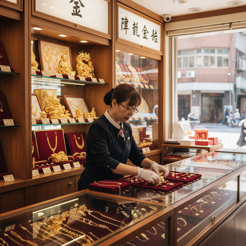台北銀樓因國際金價跌破4500美元引發搶購熱潮